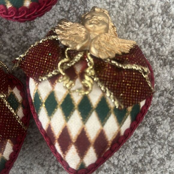 9 Vintage Harlequin Diamond Pattern Christmas Tree Decorations - Picture 5 of 5